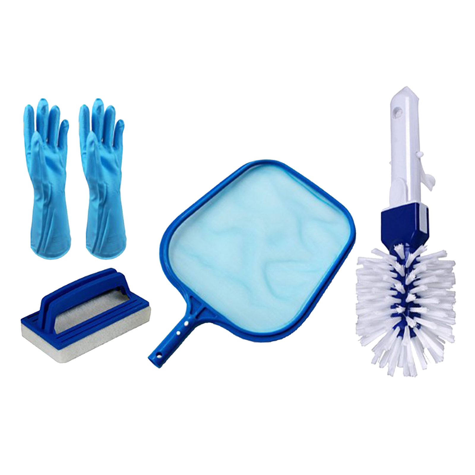 4 in 1 Swimming Pool Maintenance Cleaner Supplies Leaf Skimmer Net Kit Fits Standard Poles (Blue)
