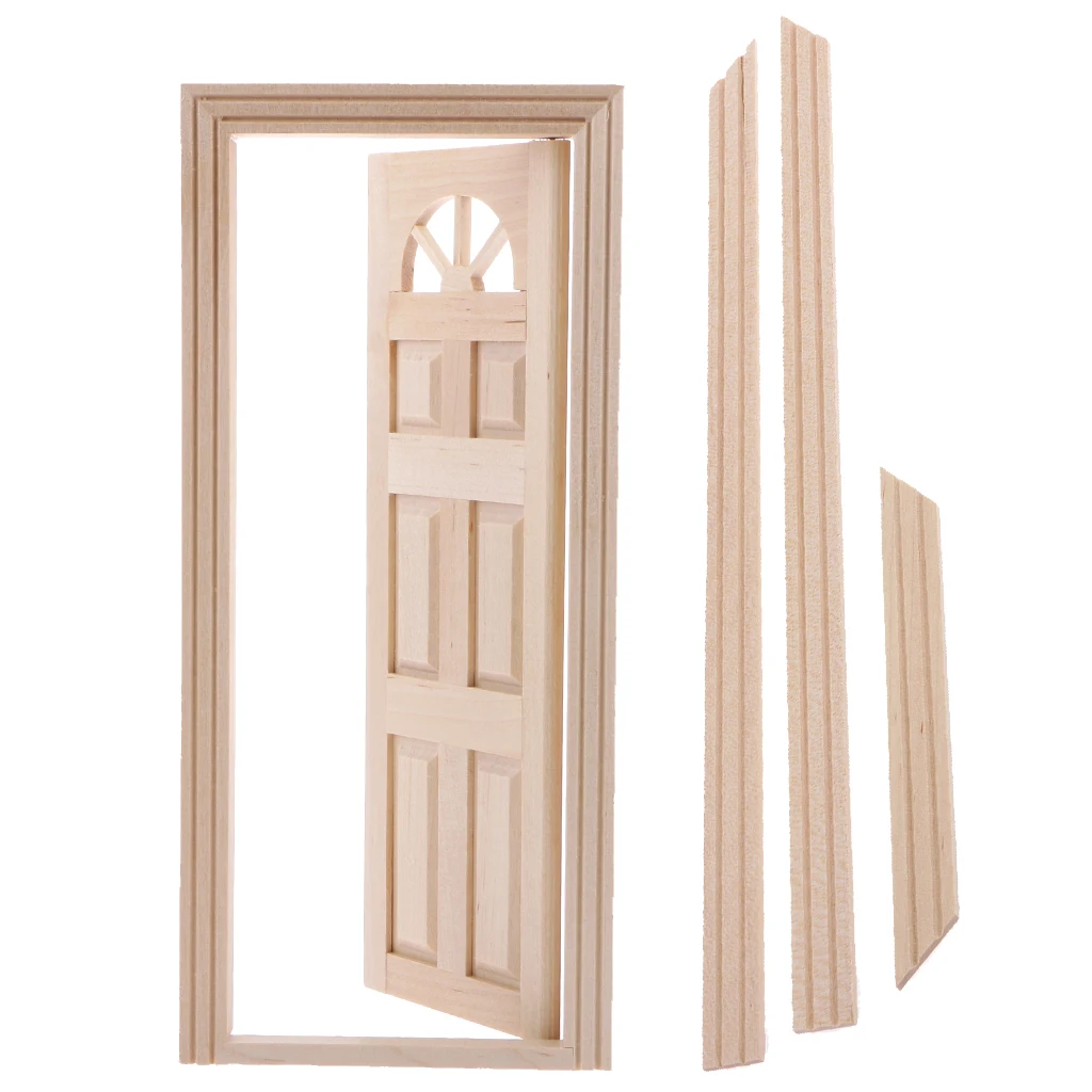 1:12 Scale Dollhouse Miniature Wooden Door Unpainted Kids DIY Accessories