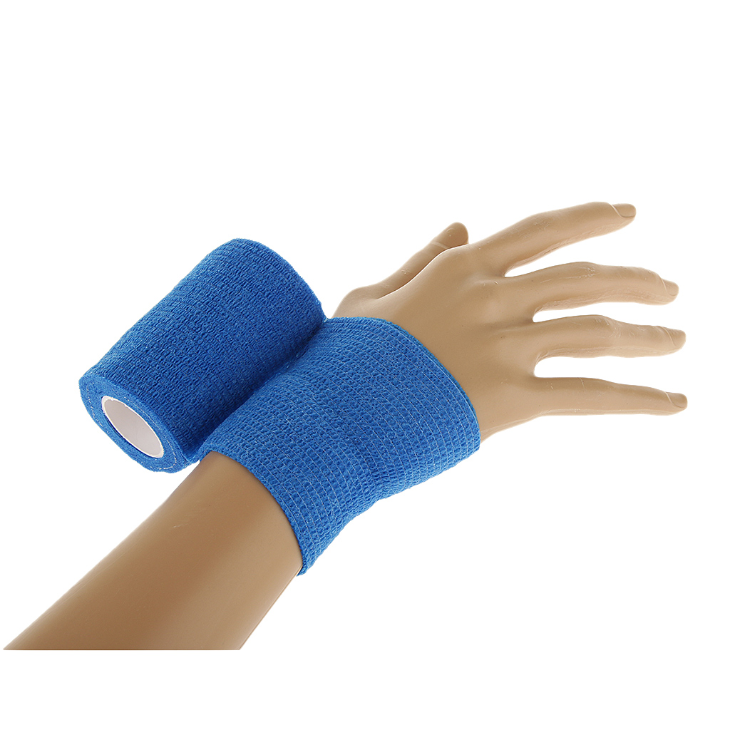 7.5cm Blue First Aid  Health Self Adhesive Elastic Bandage Gauze Tape