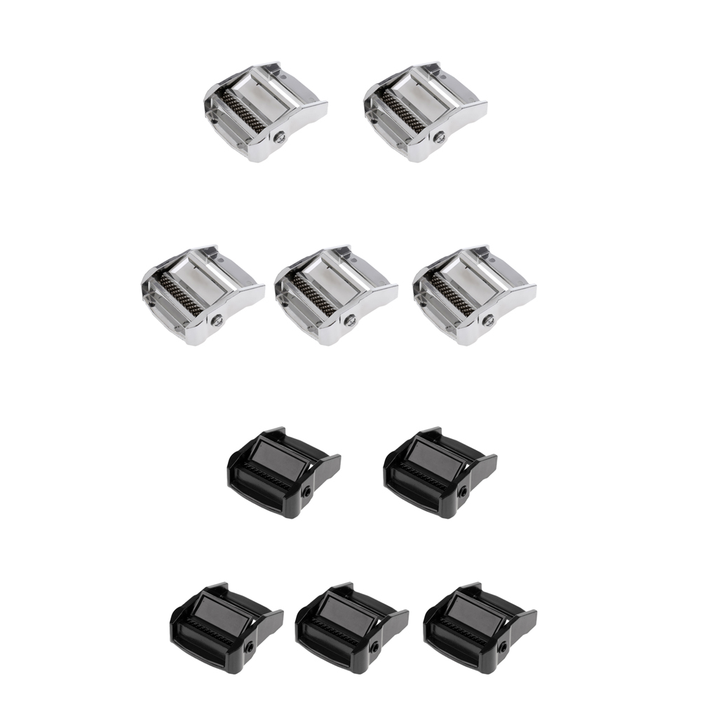 5 Pieces Kayak Cam Tie Down Strap Luggage Cargo Lash Backpack Belt Aluminum Metal Buckle 38mm 1.5'' Toggle Clip
