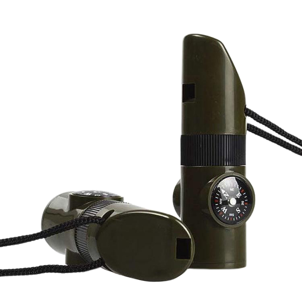 7 in 1 Military Emergency Whistle Kit SOS Survival Compass LED Light Outdoor