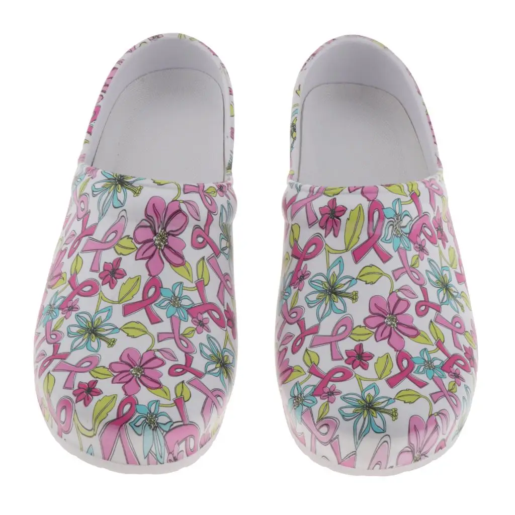 Women`s Printed Slip On Nursing Shoes Soft Insole Anti Slip Chef Shoes