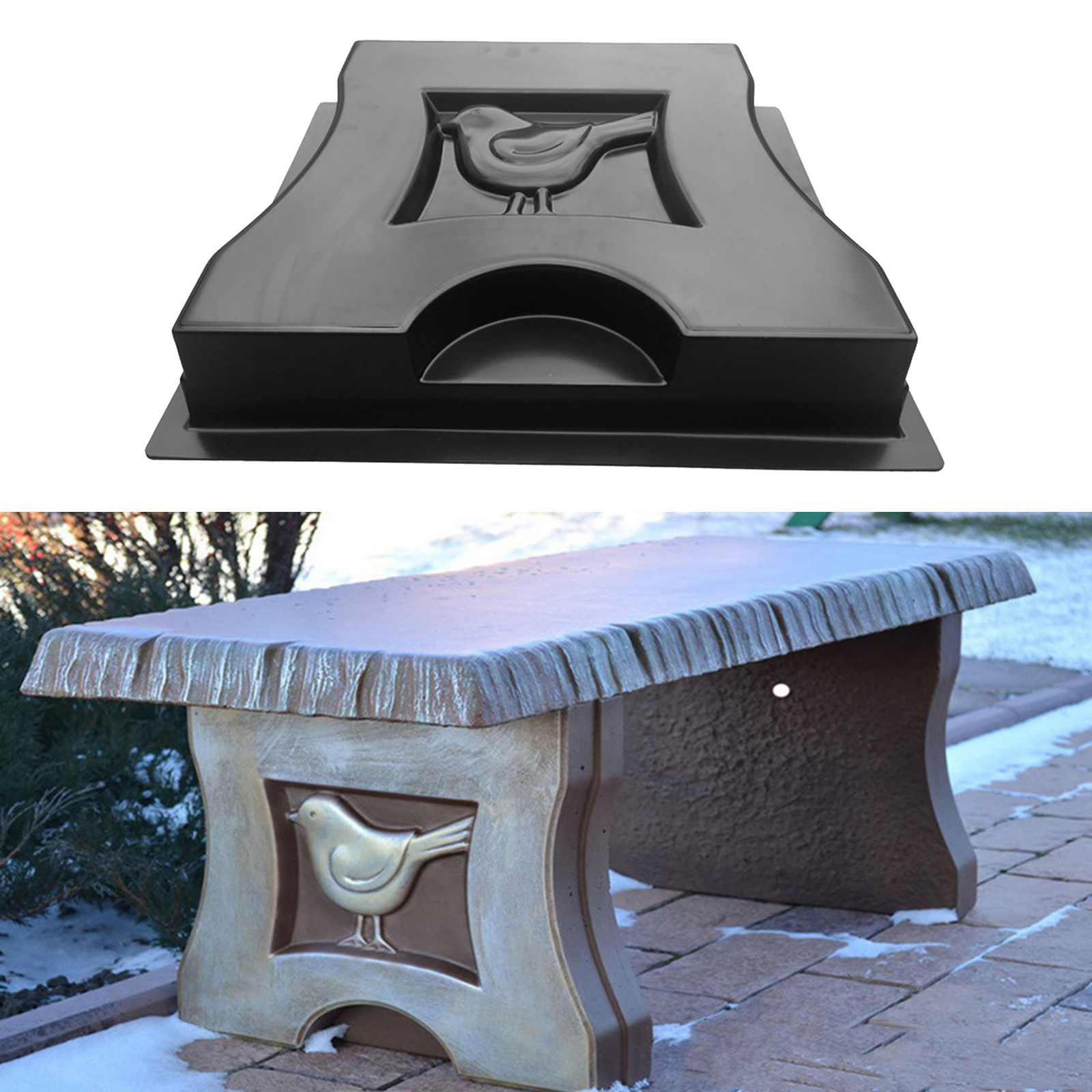 Black Bench Leg Mould Bird Shaped DIY Concrete Garden Patio Garden Benches