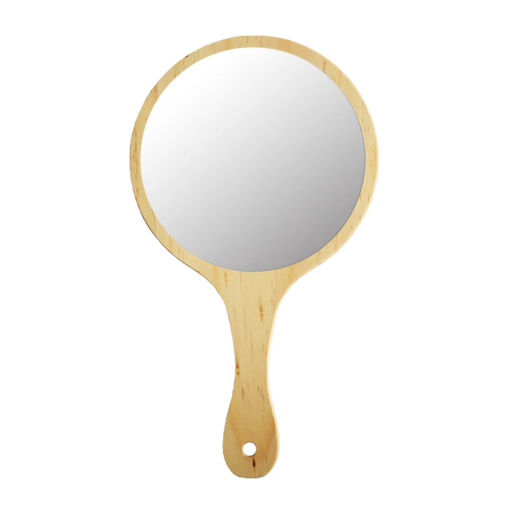 Decorative Wooden Make Up Handheld Mirror Oval Tarnish Free Hand Held Vanity