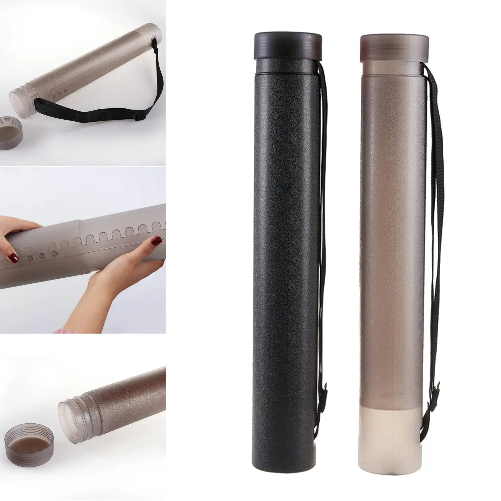 Plastic Telescoping Poster Art Document Storage Tube Case with Strap