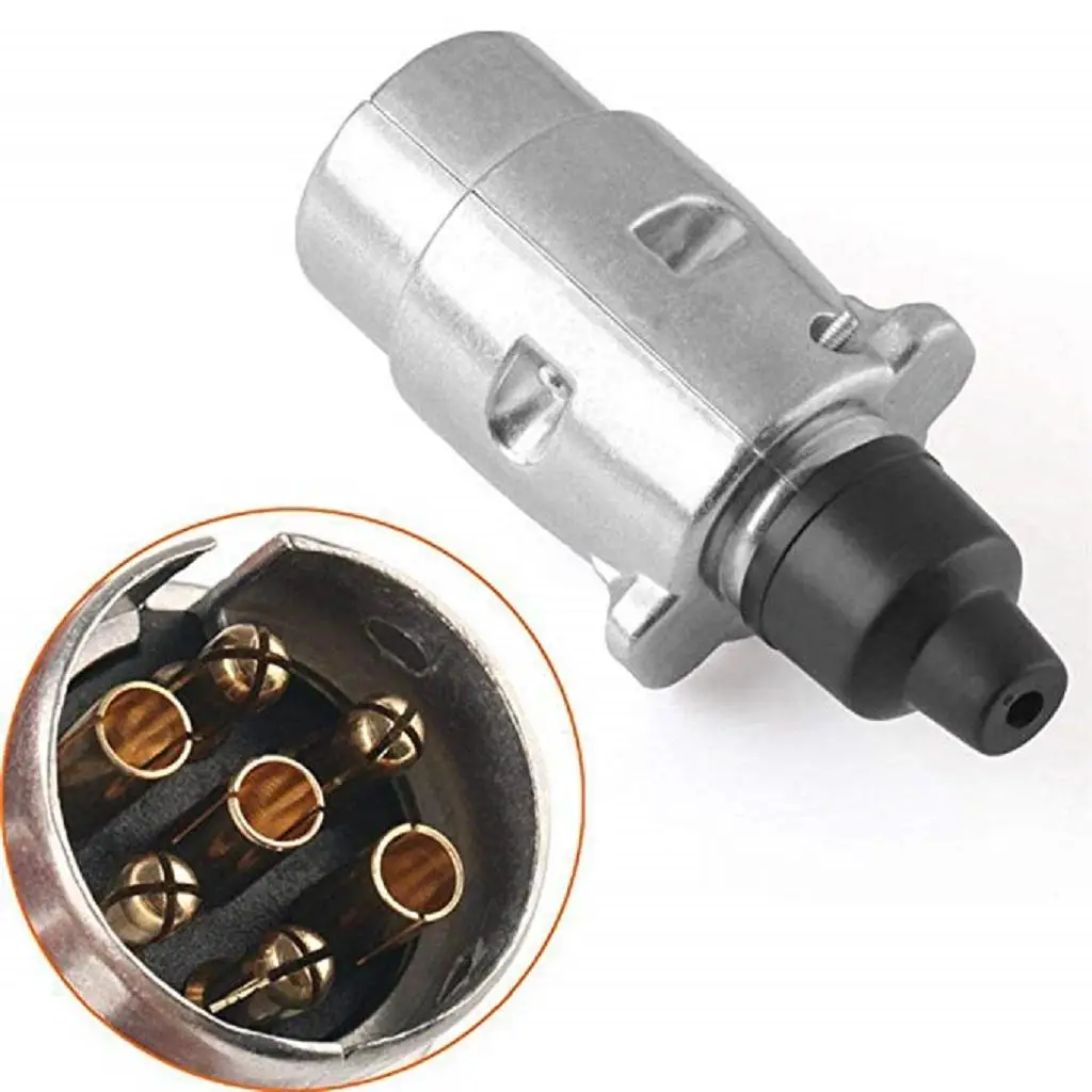 12V Socket 7 Pin Trailer Round Hitch Coupling Aluminum Antirust Cables Adapters For Caravan Truck