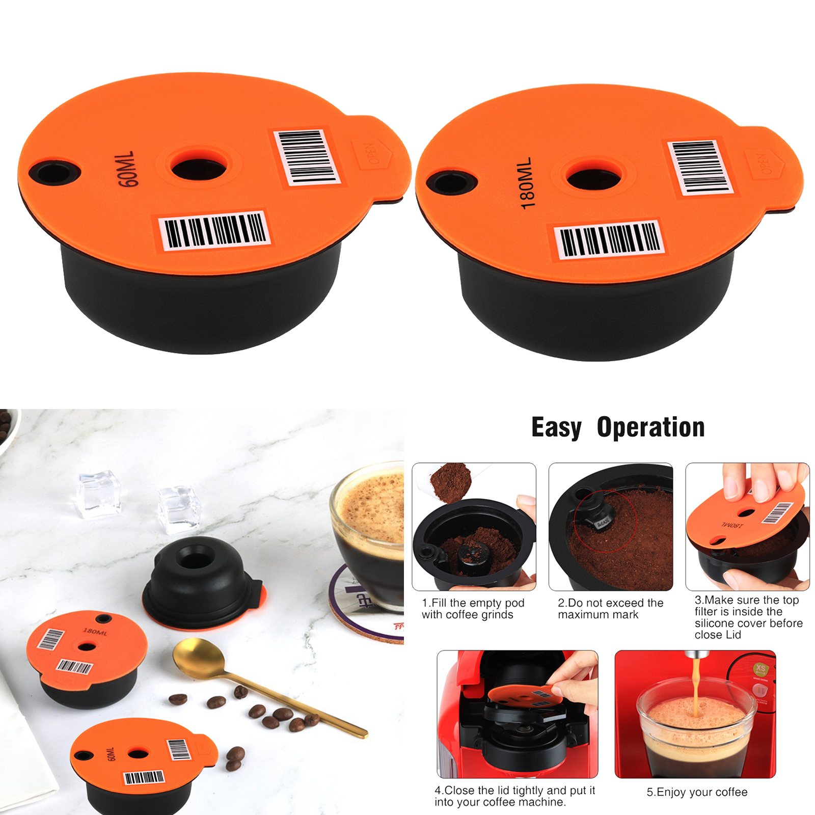 Refillable Reusable PP Plastic Coffee Capsule  Cups for Bosch Tassimo