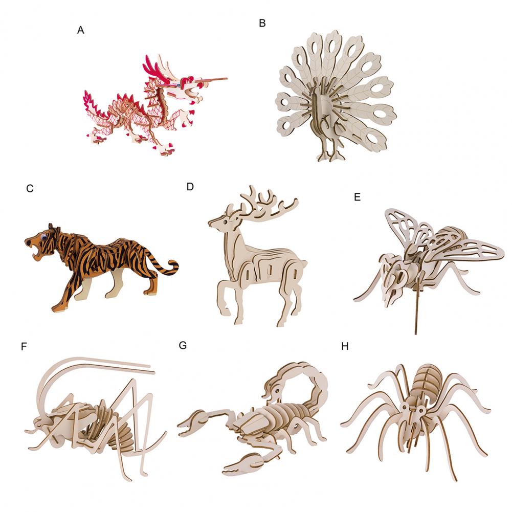 Собранный пазл насекомых, Обучающие игрушки ручной работы, деревянный  ручной 3D пазл насекомых для детей | AliExpress