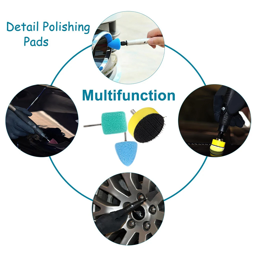 16x Kit Buffing Polishing Pads Car Buffers Waxing Cordless Electric Drill Attachment for Drill Professional Paint Polish