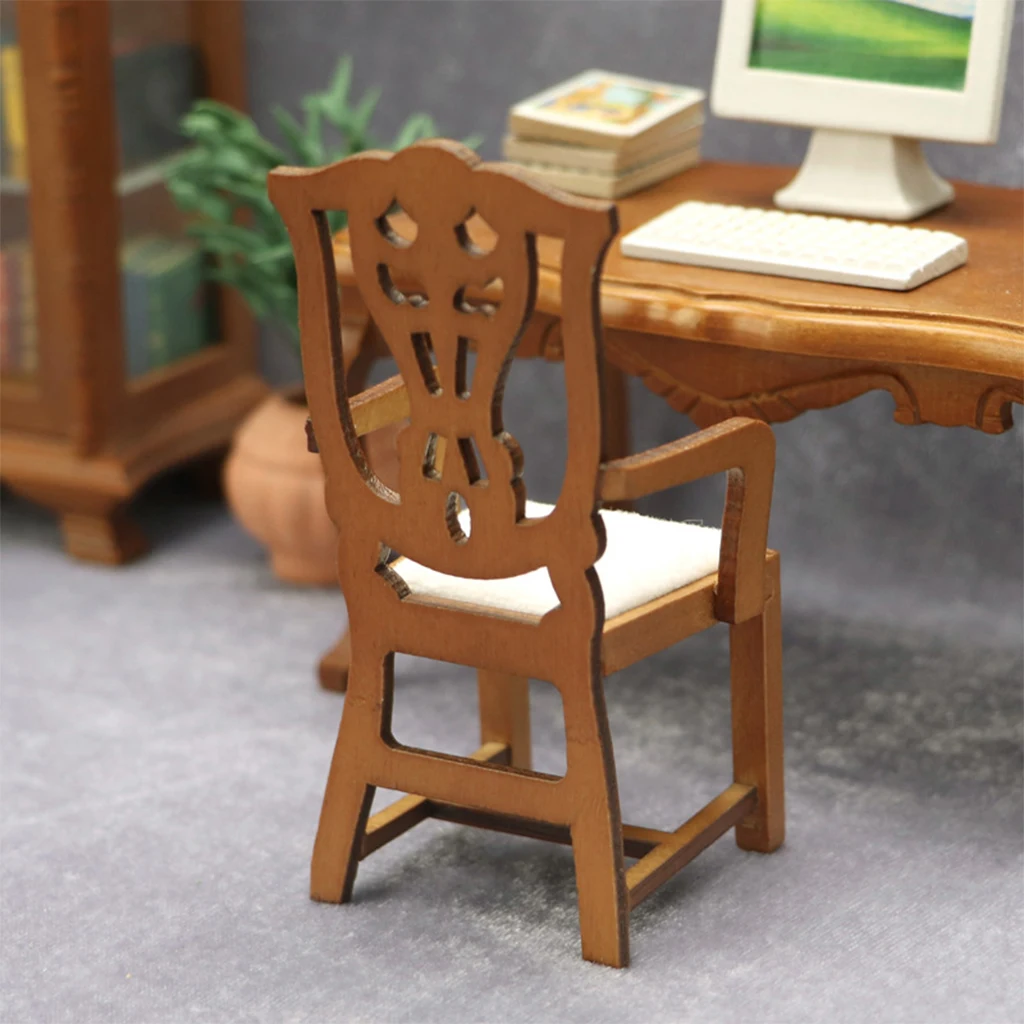 1:12 Dollhouse Chair Mini Chair Model Furniture for Bedroom/Living Room/Kids Room