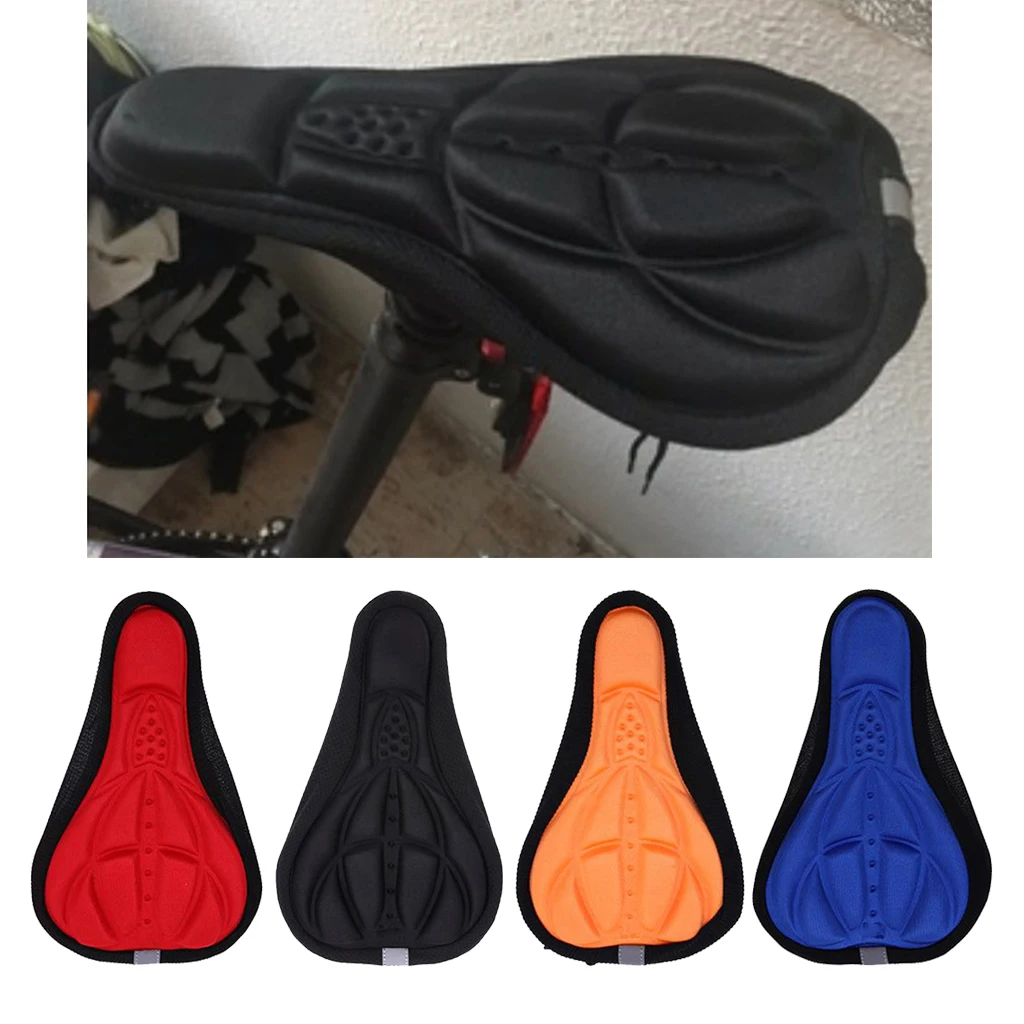 Bike Bicycle 3D Silicone Saddle Seat Pad Ultra Soft Thickened Gel Cycling Bike Seat Cover Cushion Red