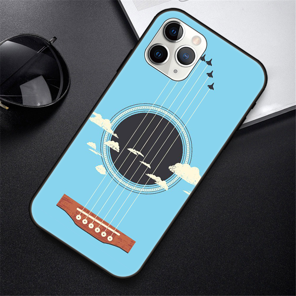 cheap iphone xr cases Phone Case For IPhone 12 Mini 11 Pro XR X MAX SE XS 5 6 6S 7 8 E Plus Black Cover Waterproof Silicone Shell piano guitar music cheap iphone 11 cases