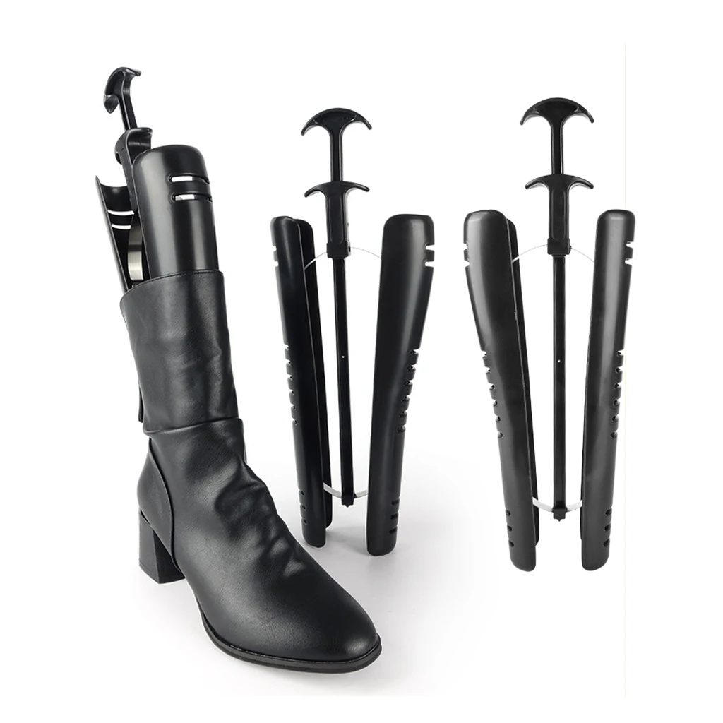 1Pair 1 Pair Boot Trees Plastic Black Automatic Knee High Tall Boots Shapers Great Support Form Shaping Inserts Lady Womens Mens Shoes 