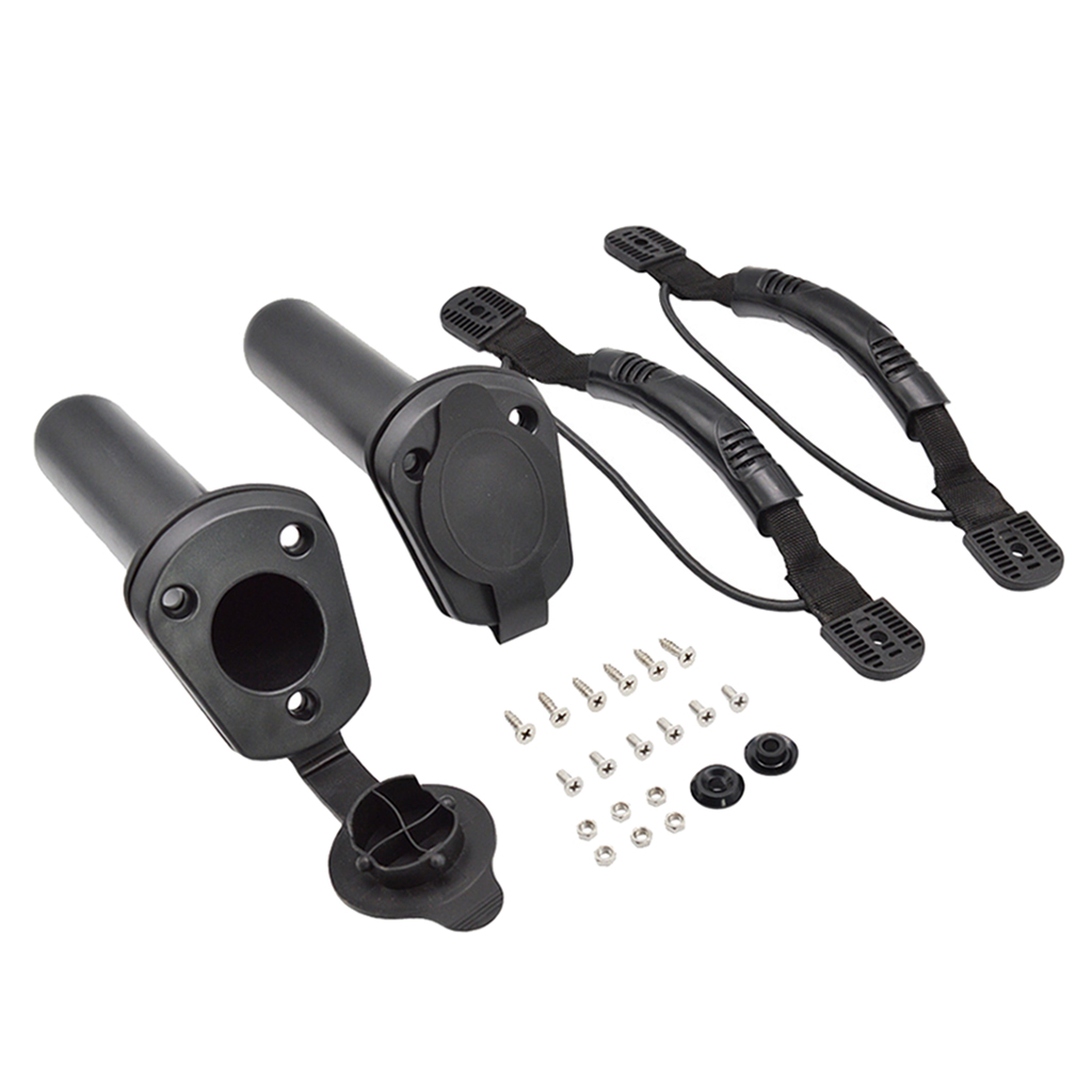 4pcs Kayak Boat Side Mount Carry Handles, Paddle Park Handle Webbing Strap with Canoe Boats Fishing Rods Pole Holder with 