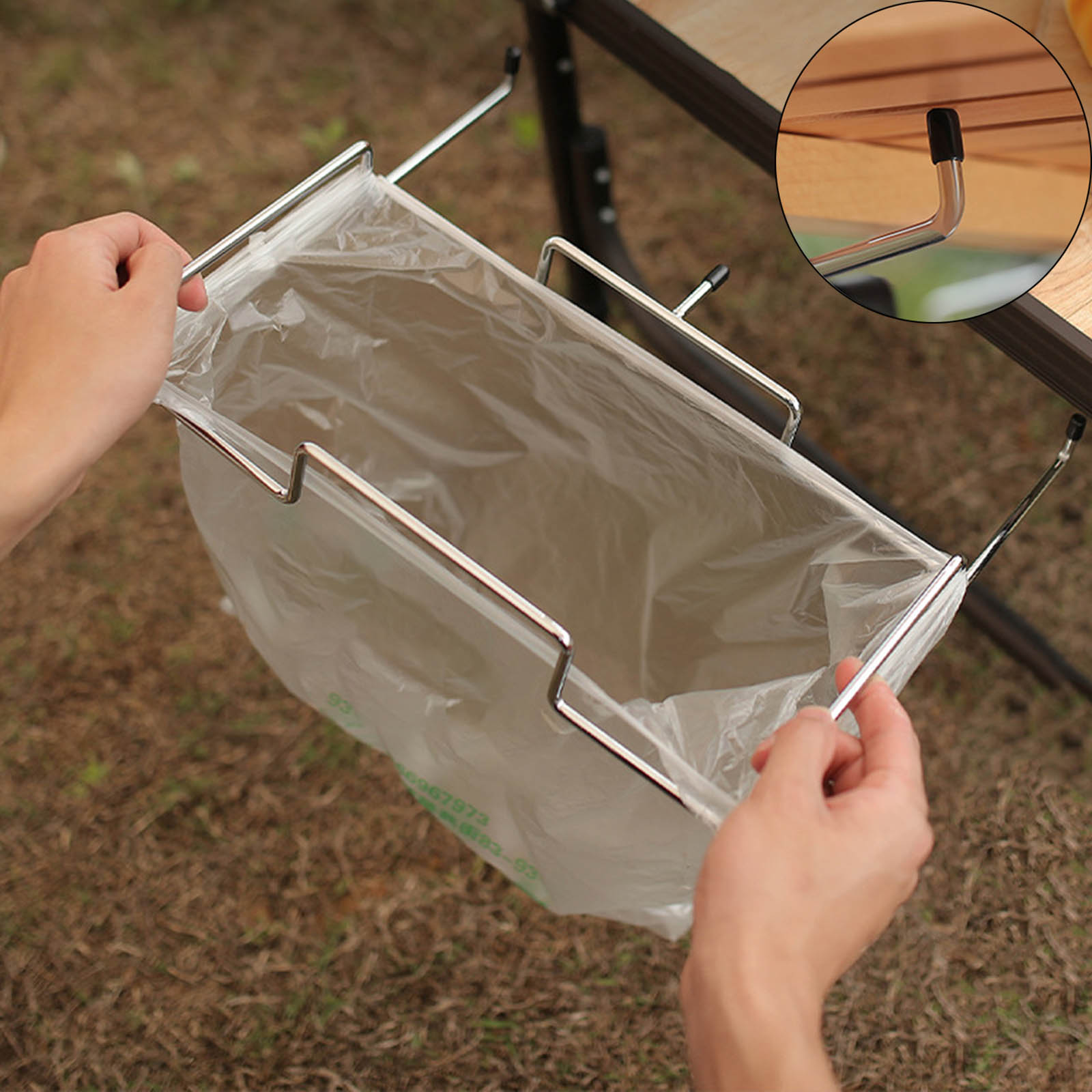 Trash Bag Holder Garbage Bag Hanging Rack Kitchen Dustbin Bags Table Frame
