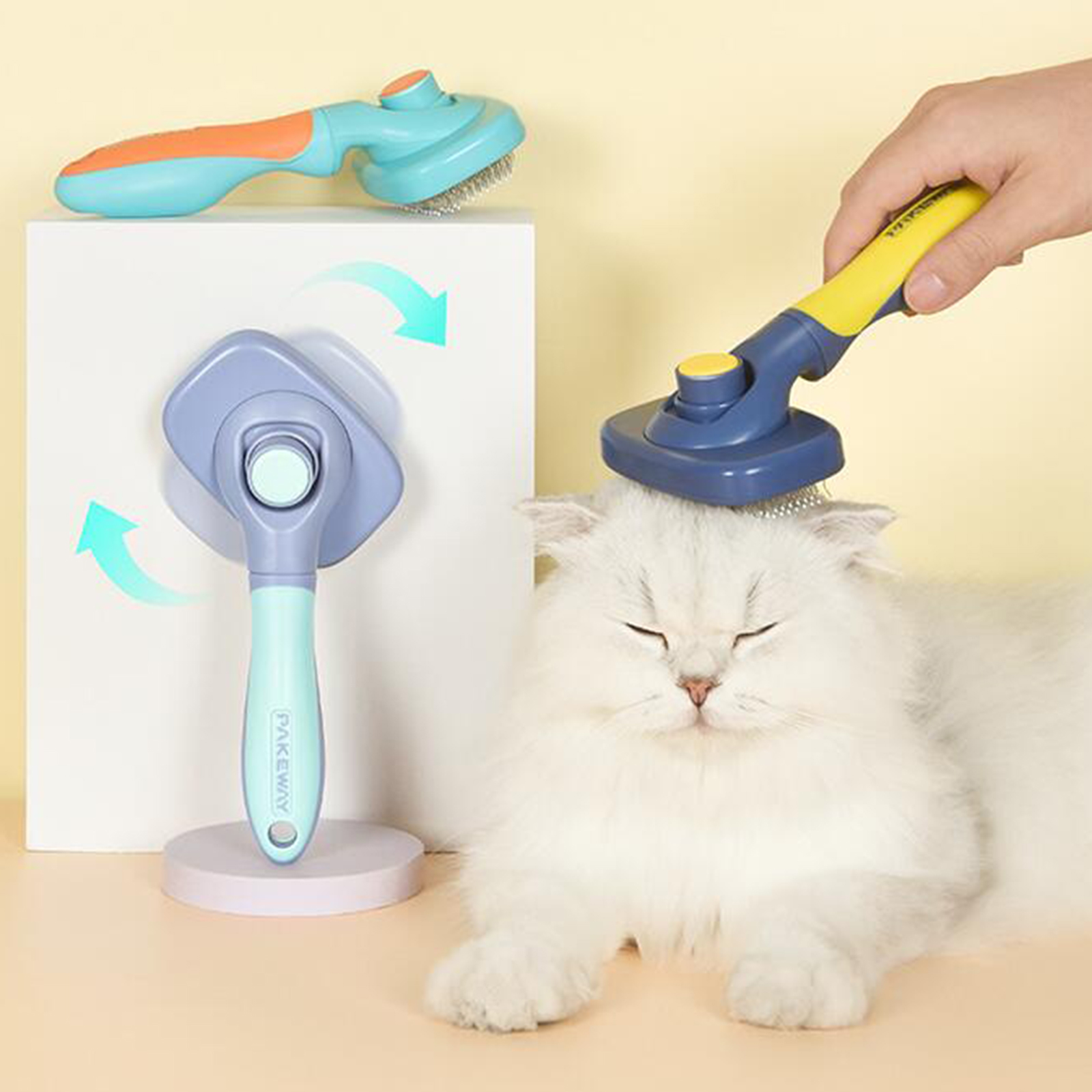 Pet Brushes Dog Cat 360 Degrees Rotate Comb Cleaning Deshedding Self Cleaner Remover Brush for Kitten Puppy