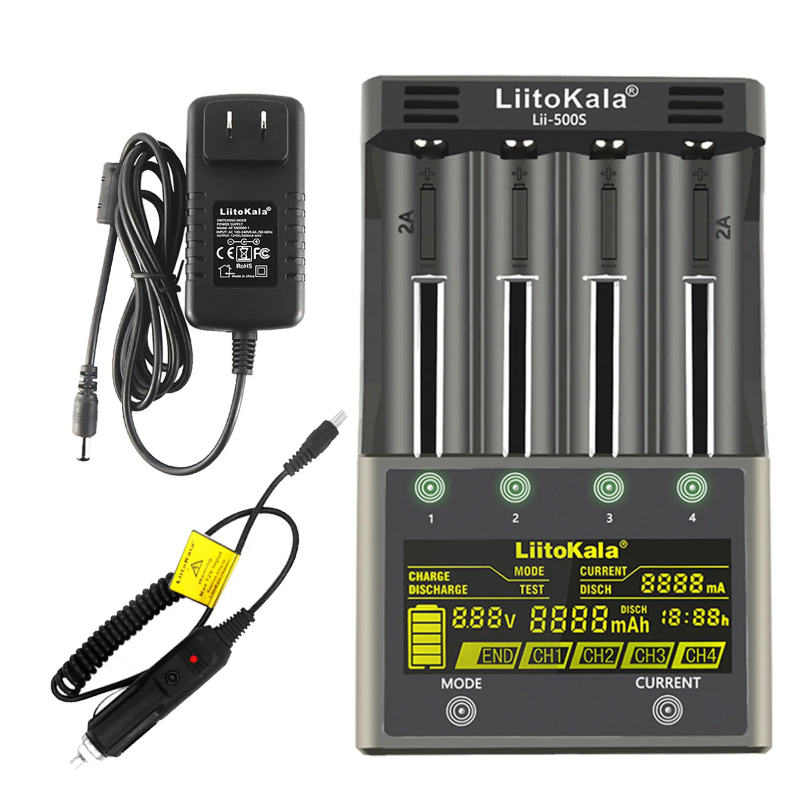 4 Bay Smart Battery Charger Charging for Universal Intelligent 18650 26650 14500 with LCD Display