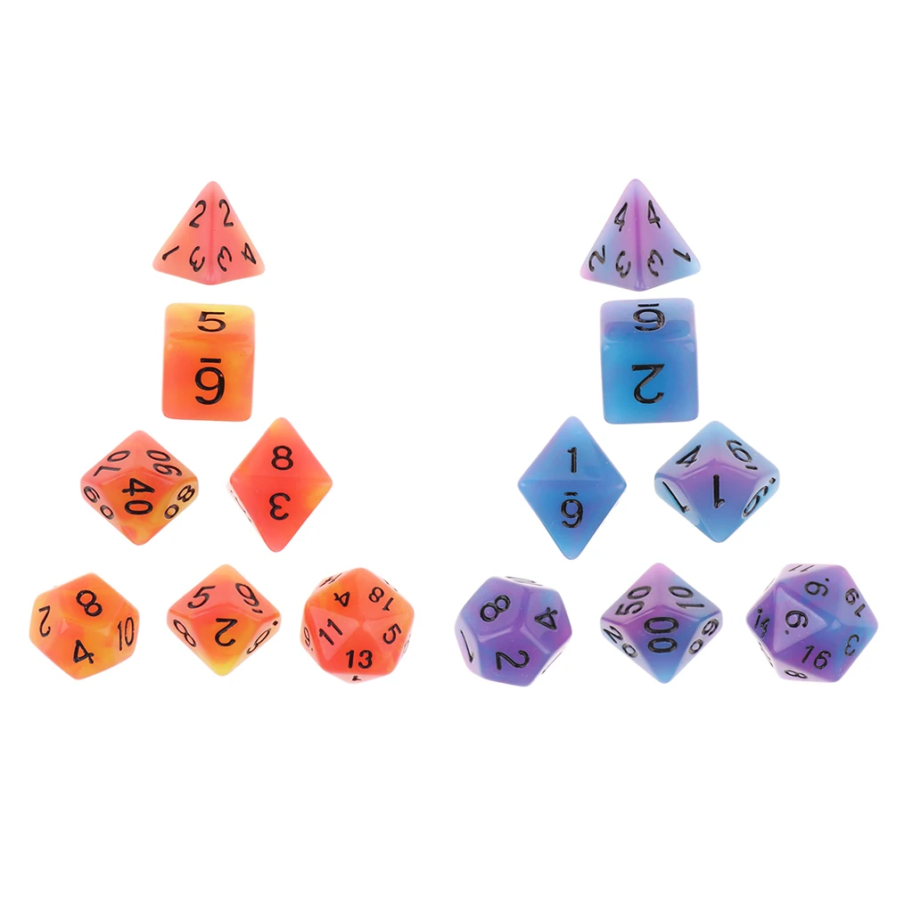 7pcs Two Color Polyhedral Dices for   Games Bulk Dice Kit
