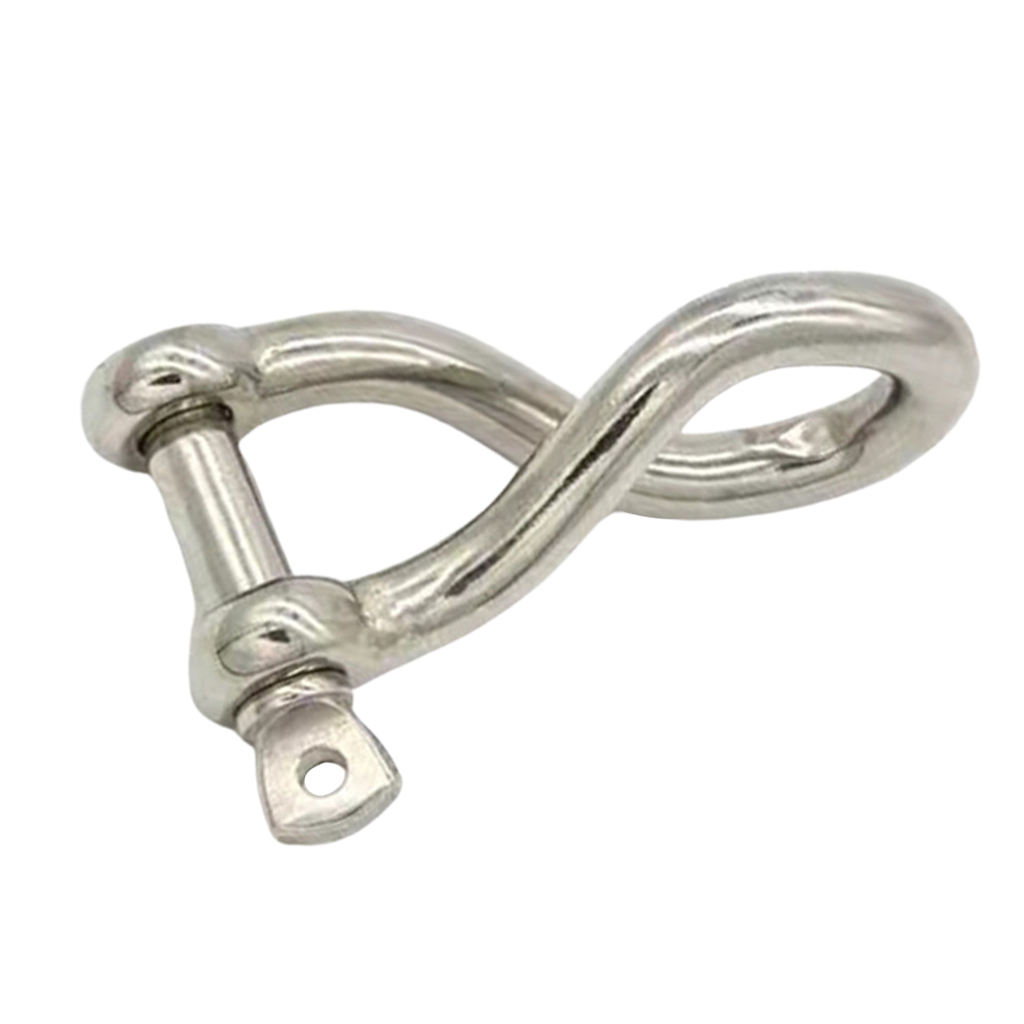 10mm Long Twisted D Shackle Shade Sail / Boating Accessory Stainless Steel