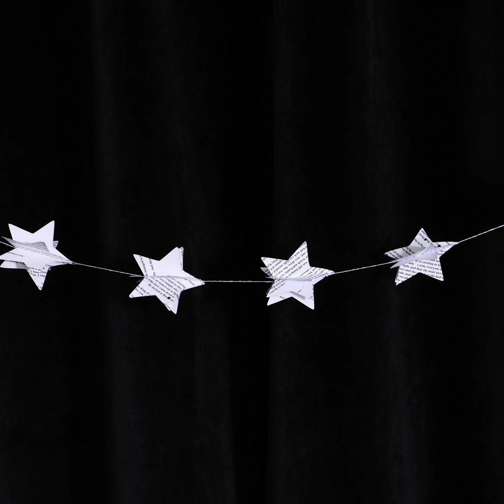 Retro News Paper 3D Stars Garland Hanging Banner for Home Party Decor