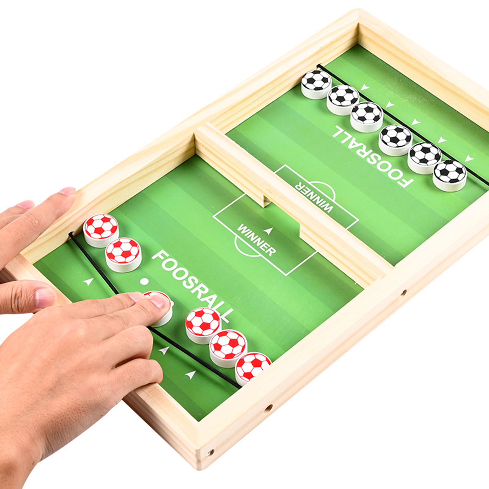 2 in 1 Sling Puck Game, Foosball Winner Board Games, Foldable Wooden Slingpuck Desktop Game Interactive Families Toys