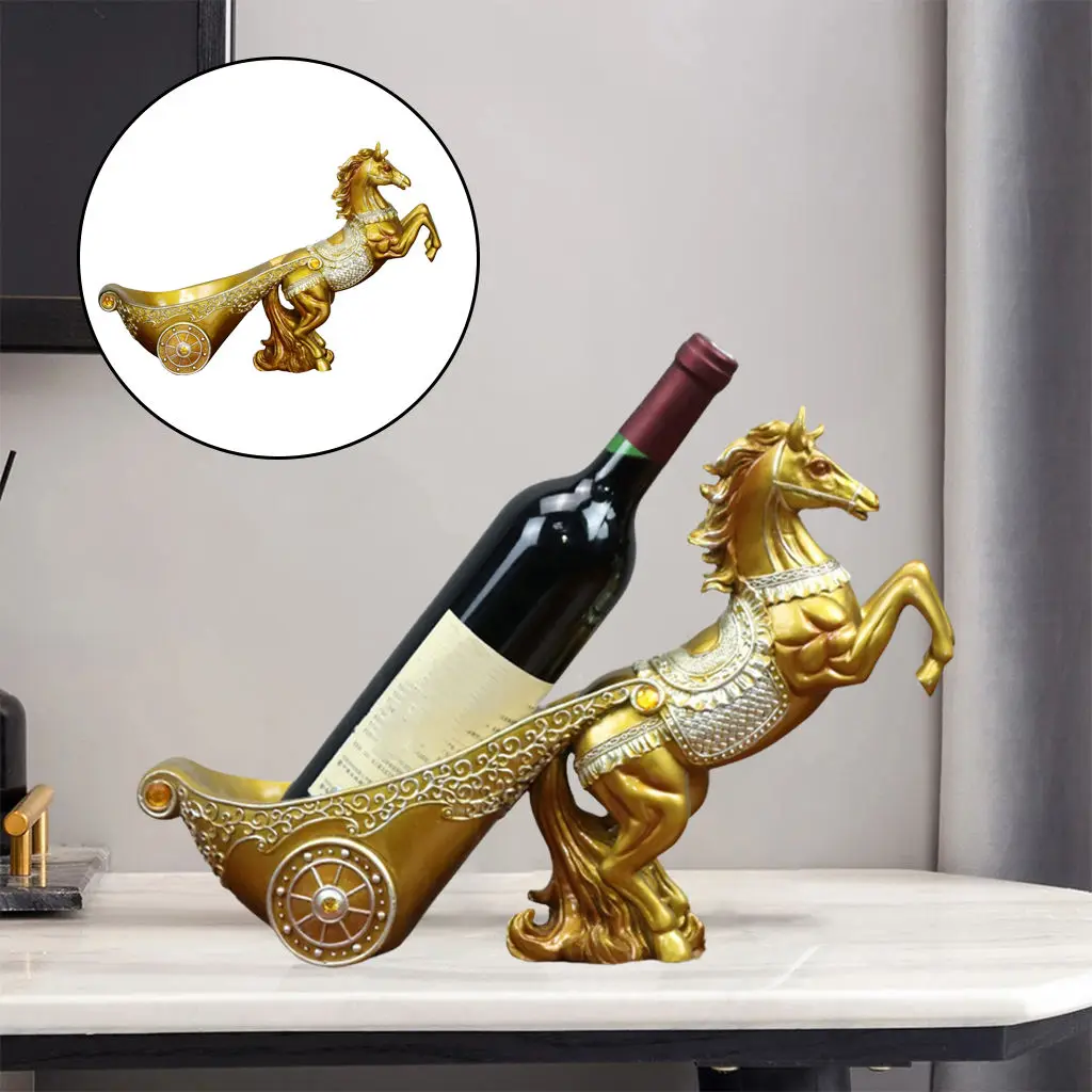 Resin Horse Wine Rack Animal Figurine Free Standing Champagne Holder for Home Cabinet Kitchen Decoration Barware Accessories