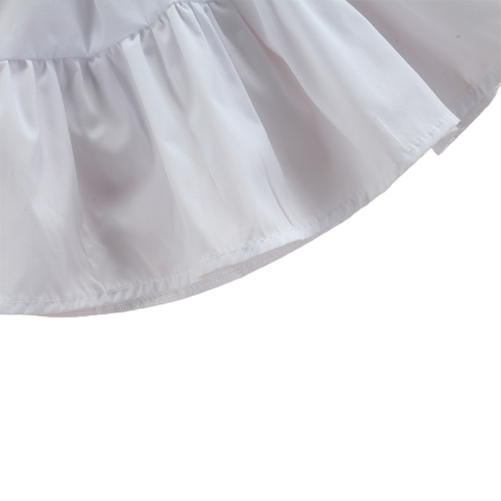FOCUSNORM 1-6Y Sommer Mode Kinder Mädchen Kleid + Denim Weste 2 stücke Solide Rüschen Puff Sleeve Drehen Unten Kragen A-linie Kleid – Detail 3