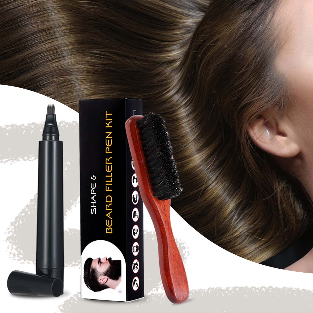 Mens Beard Pencil Filler Kit Beard Brush Filling Pen Moustache Coloring