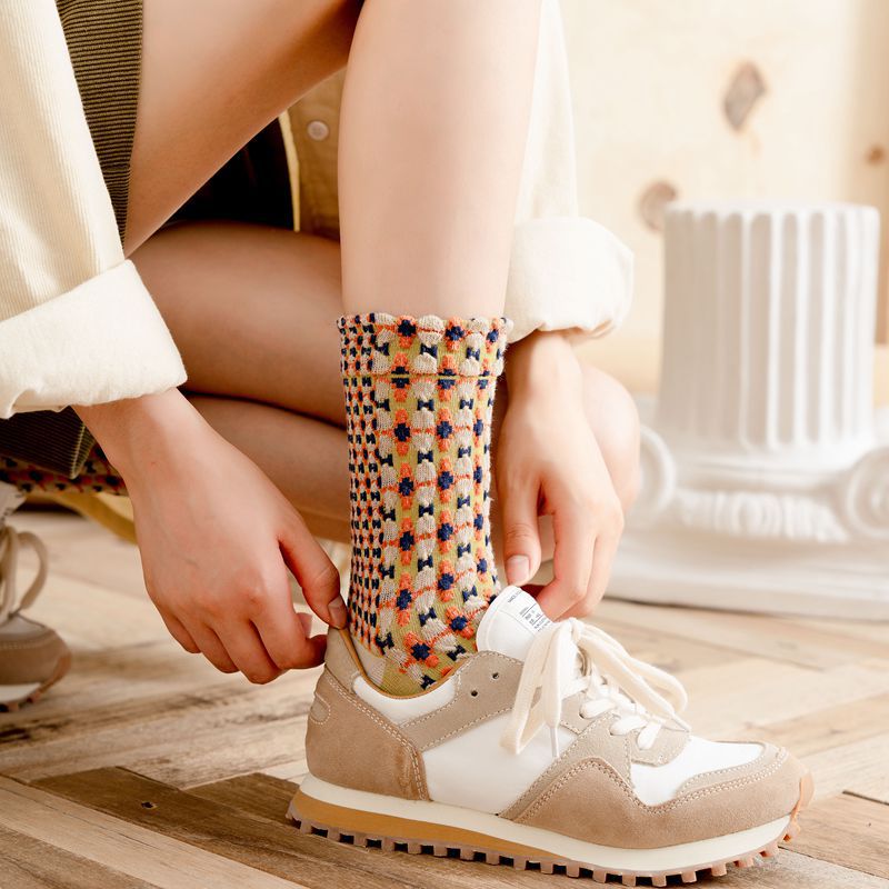 Herbst Winter Mode Frau Socken Britischen Stil Harajuku Retro Baumwolle Socken Frauen Japanischen Koreanischen Ethnischen Stil Kawaii Nette Socken – Detail 10