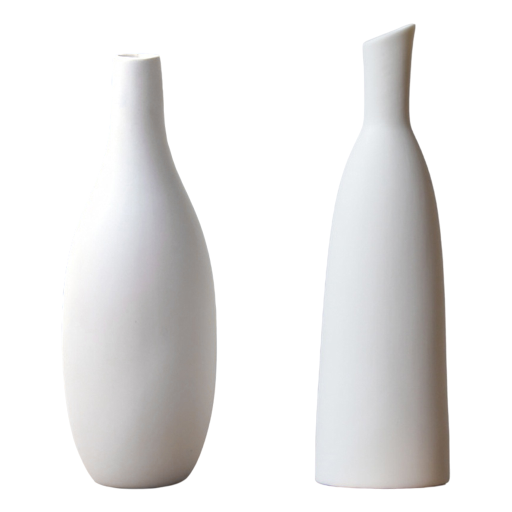 Nordic Ceramics White Flower Pot Statue Sculptures Figure Plant Dried Flowers Hydroponic Pot Crafts Living Room Decor