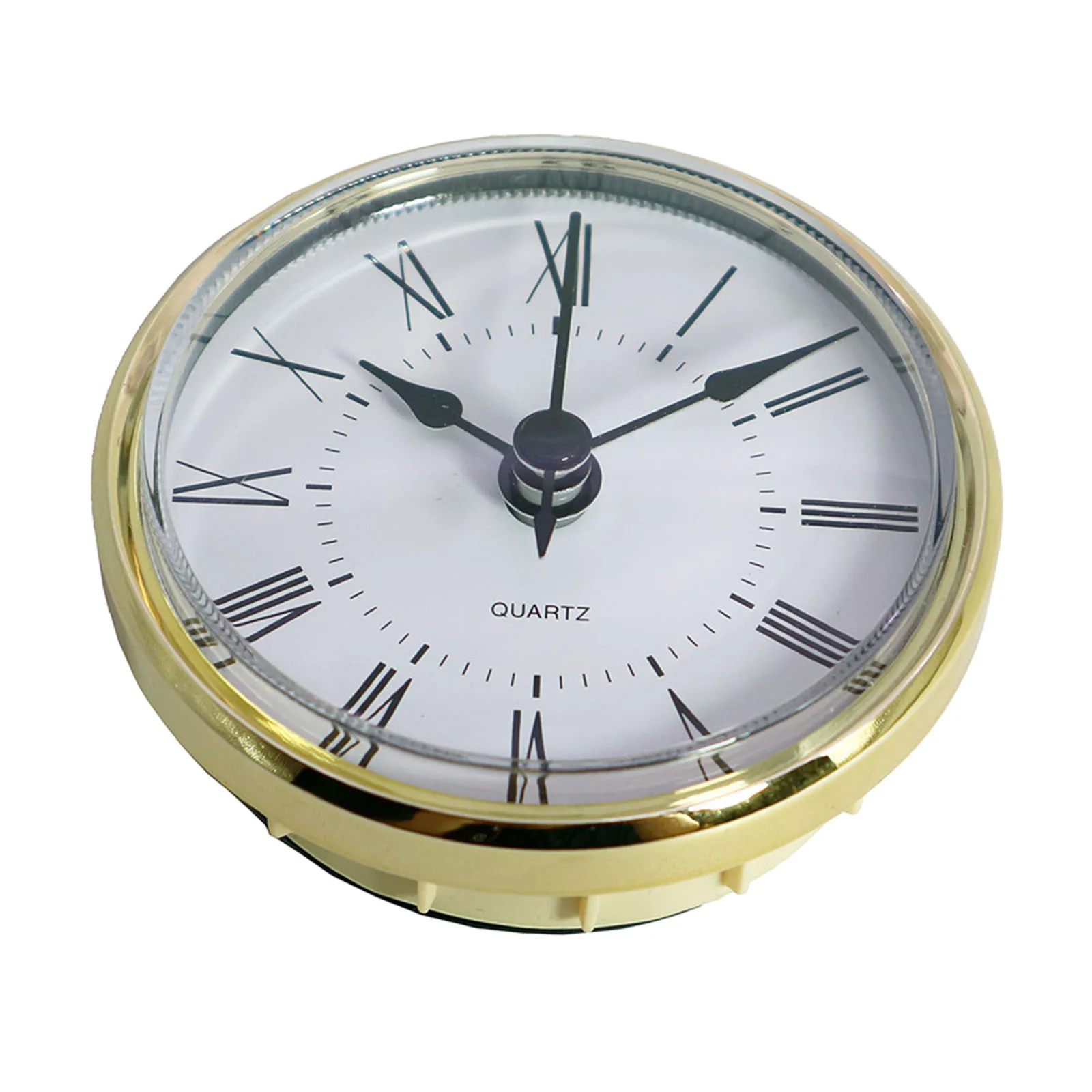 Quartz Clock Insert Round Quartz Clock Fit-up Movement Clock White Dial Gold Trim