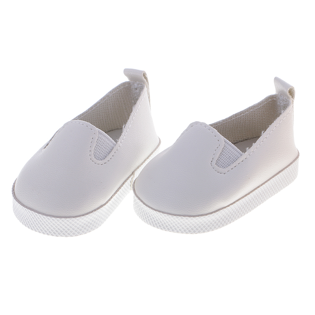 Trendy White PU Leather Slip-on Shoes for 18'' AG American Doll Doll Accessory