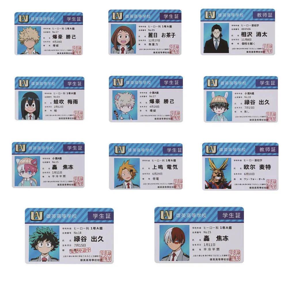 1 Pcs Cartoon Anime My Hero Academia Pvc Student Id Card Midoriya Izuku Todoroki Shoto School Food Card Fans Gifts Figure Toys Action Figures Aliexpress