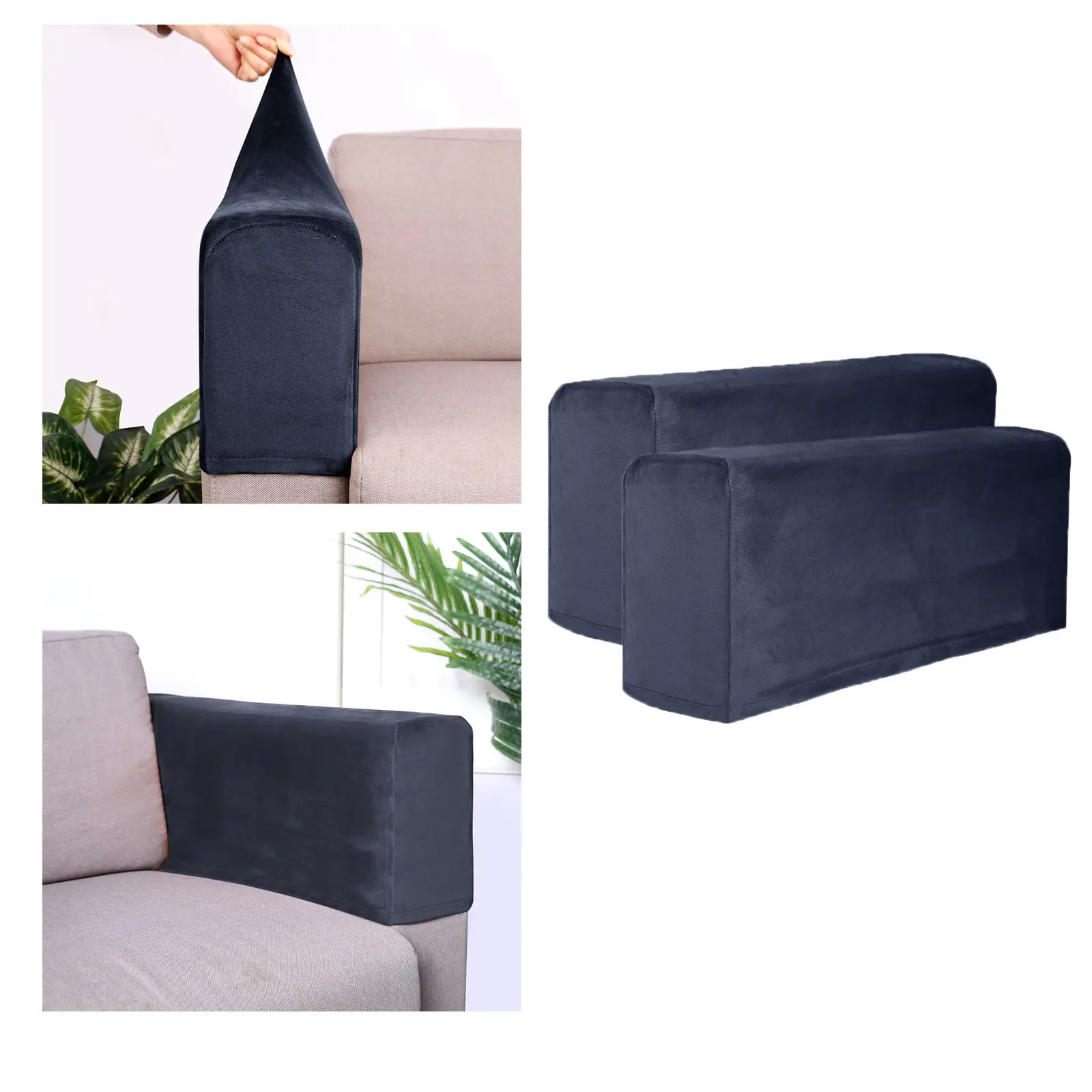 2pieces Sofa Armrest Cover Couch Arm Protector Solid Color Couch Arm Protectors Machine Washable