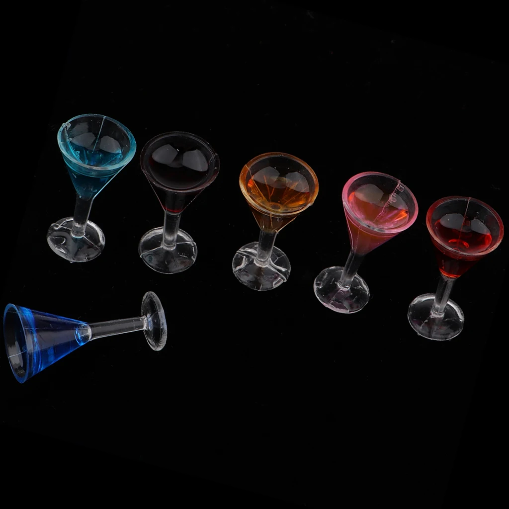 6pcs 1:12 Imitation Set - Miniature Dollhouse Cocktail Glass