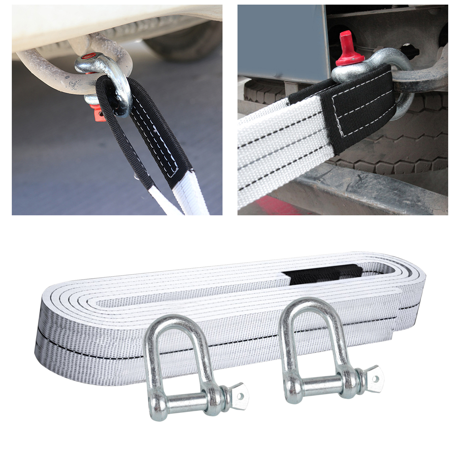 Durable High Strength Trailer Winch Strap (Up To 6 Ton) 5 Meters Towing Ropes with Hook for Car  Equipment
