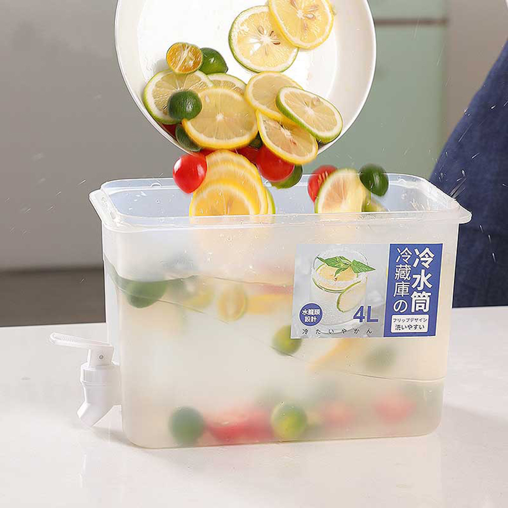 Water Jug for Hot and Cold Beverage Summer Fruit Tea Kitchen Pitcher Iced Beverage Dispenser Fresh-keeping with Faucet