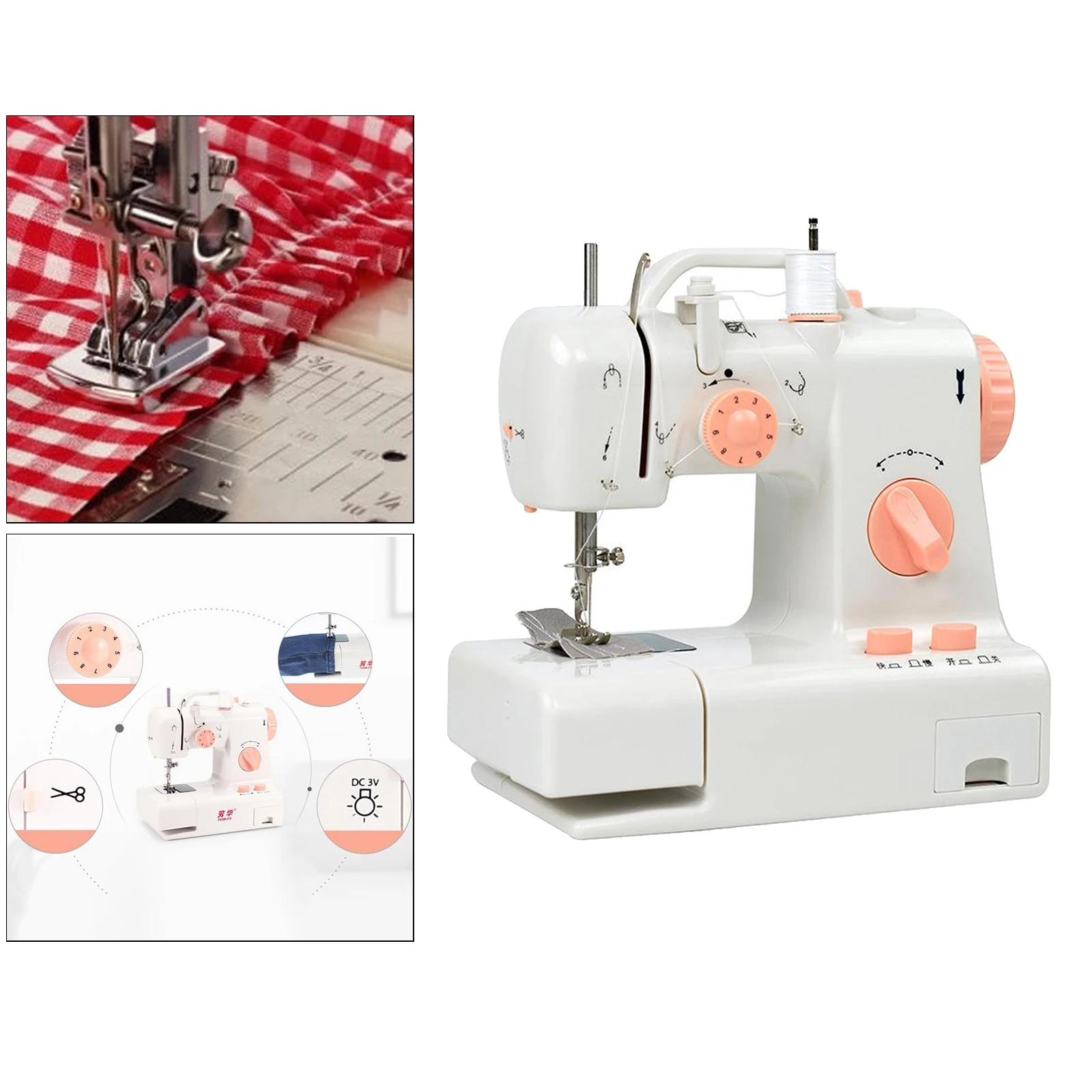 Mini Electric Sewing Machine Double Speed Adjustment With Light Household Portable Needlework Handheld Sewing Machine