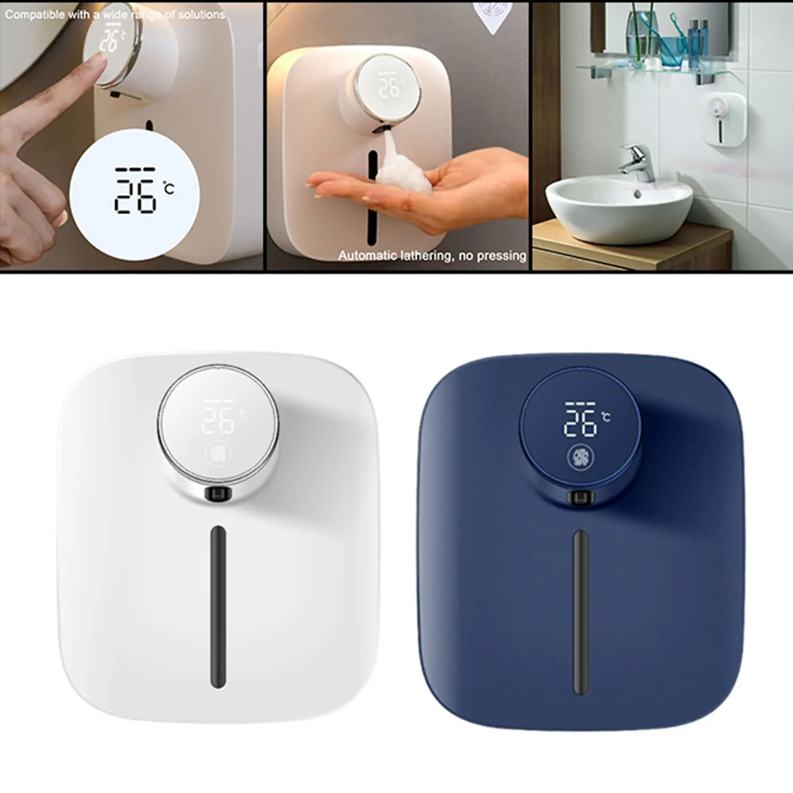 Premium Induction Foam Soap Dispenser with LED Temperature Display Hand Free Soap Pump Machine Bathroom Kitchen Hotel Restaurant