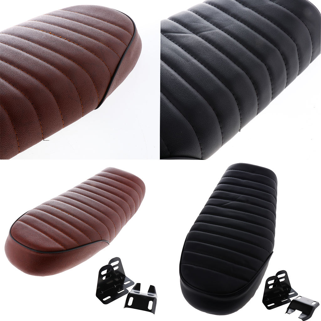 Waterproof Flat Brat Universal Cafe Racer Seat Vintage Saddle For HONDA CG125 with Mounting Accessories