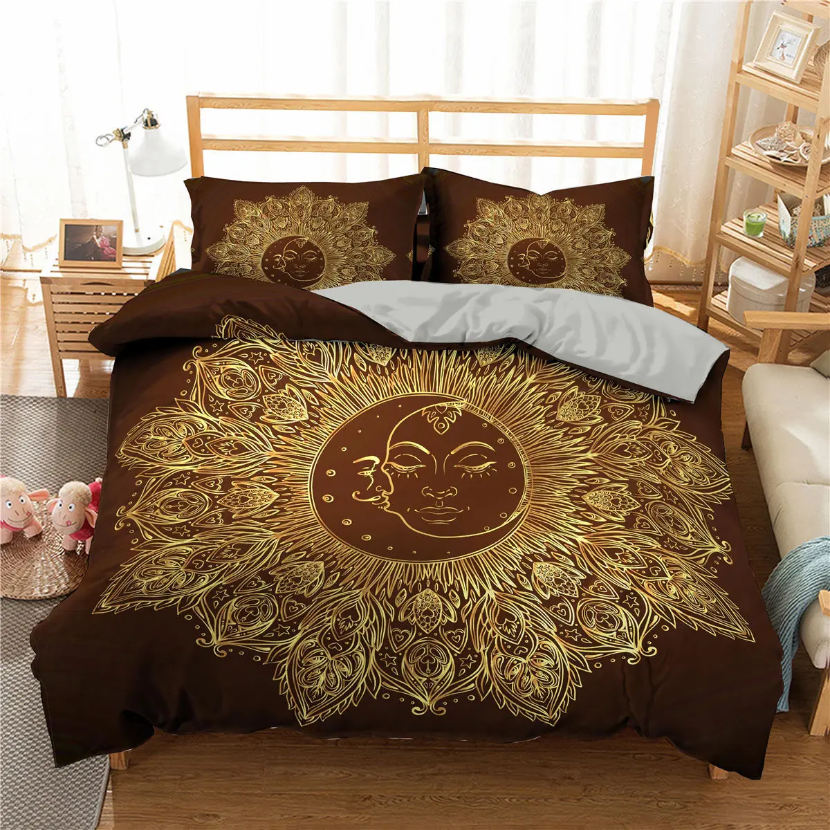 100% Cotton Super King Size Ethnic Bedding Set Duvet Quilt Cover And Pillowcases 