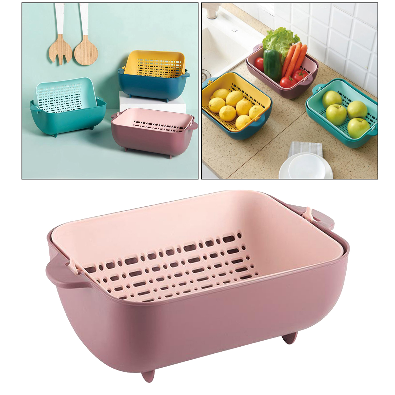 2-in-1 Multifunction Colander/Strainer Bowl Set Separation Rotatable Washing