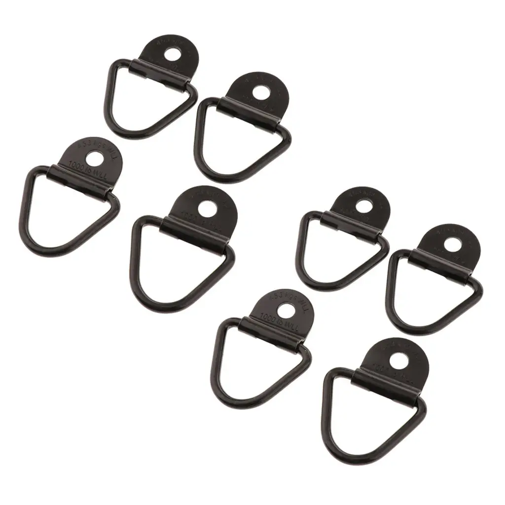 Pack of 4 Heavy Duty Steel V Ring Bolts Tie Down Anchors for Truck, Trailer, Warehouse, BoatBlack)