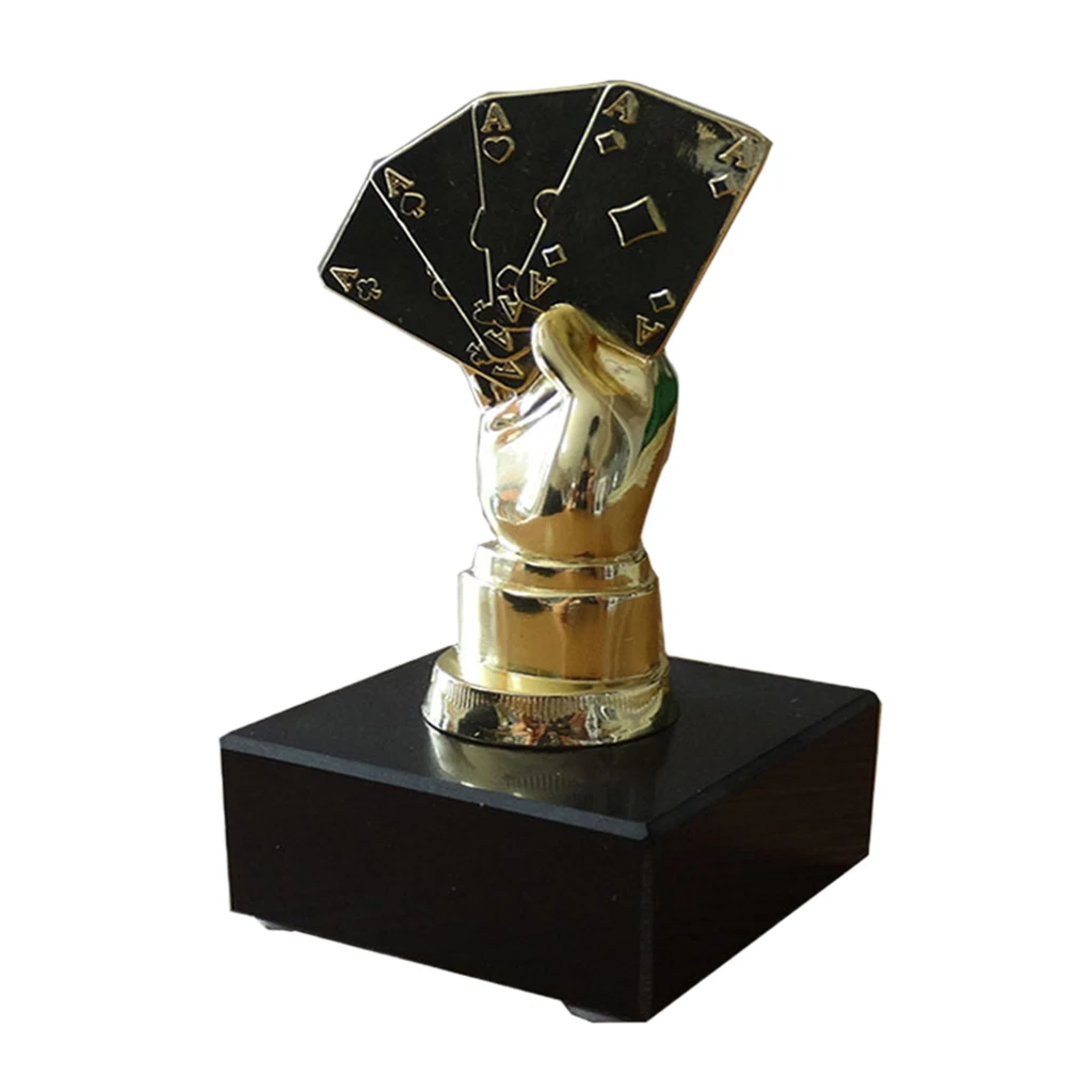 6.25inch Poker Hand Trophy on Black Marble Base Poker Tournament Props