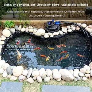 peixe lagoa forro pano impermeável jardins piscinas membrana preto flexível córregos fontes reforçado paisagismo piscina forro