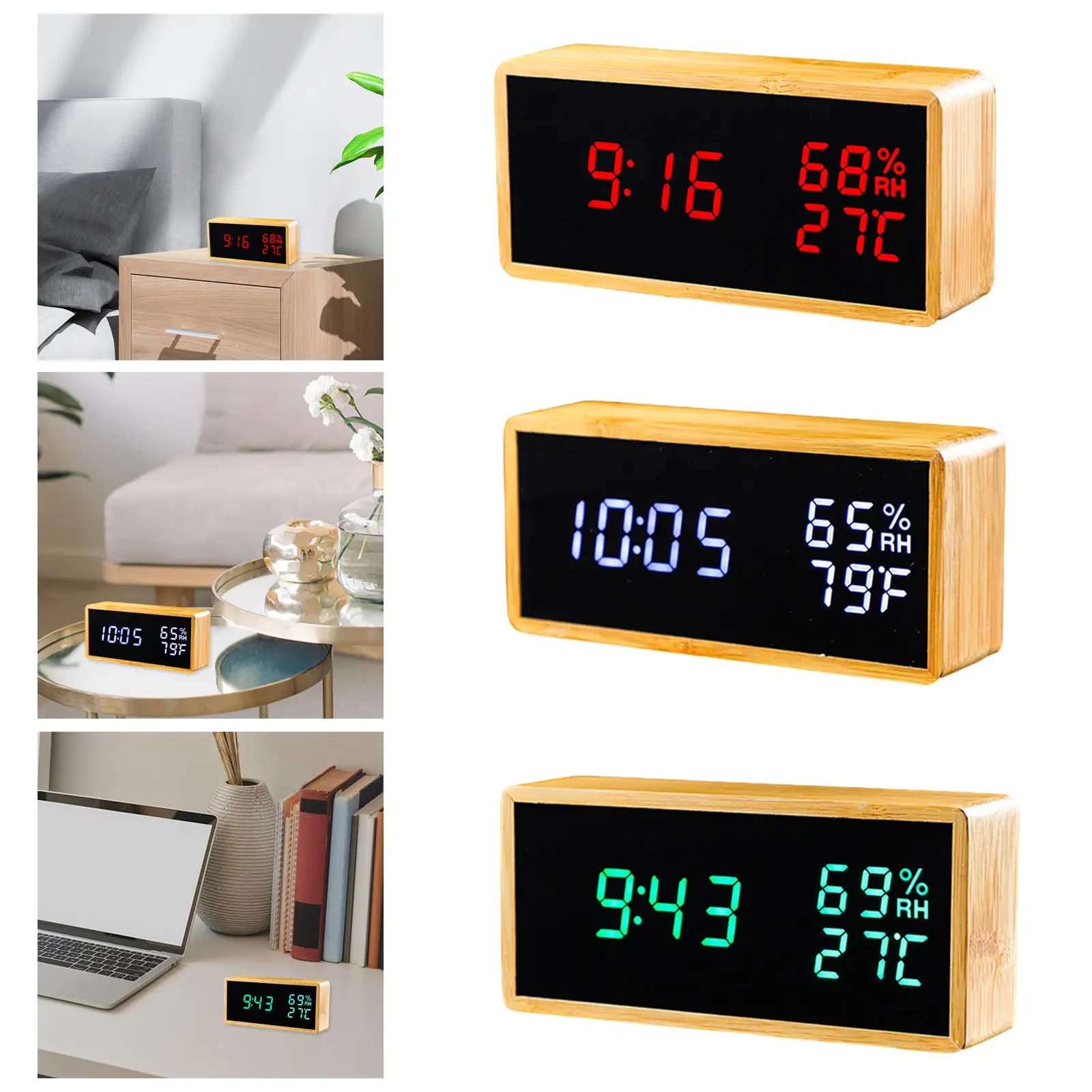 Digital Alarm Clock with Snooze Temperature 3 Alarm Settings Large LED Display for Desk Teens