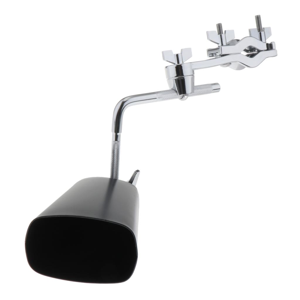 6 Inch Cowbell for Drumset with Mounting Bracket, Metal Black Finish Cow Bell