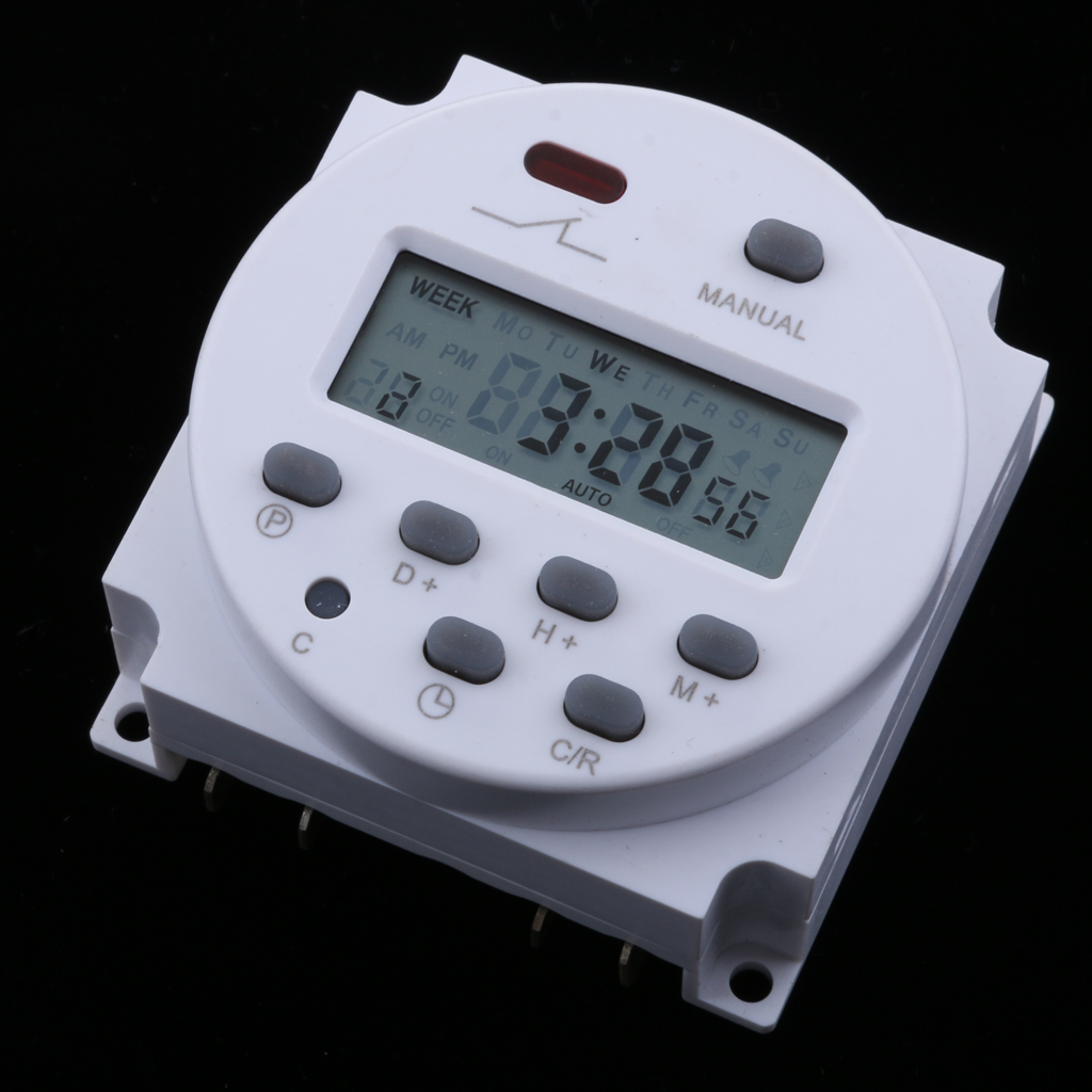 DC 12V Digital LCD Power Programmable Timer Time Switch Relay 16A Amps, Auto timer error correction