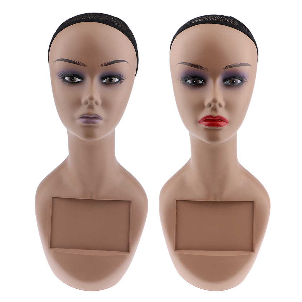 New Female Bald Mannequin Head Cosmetology Practice African Training Manikin Head For Hair Styling Wigs Making with Wig Net Cap