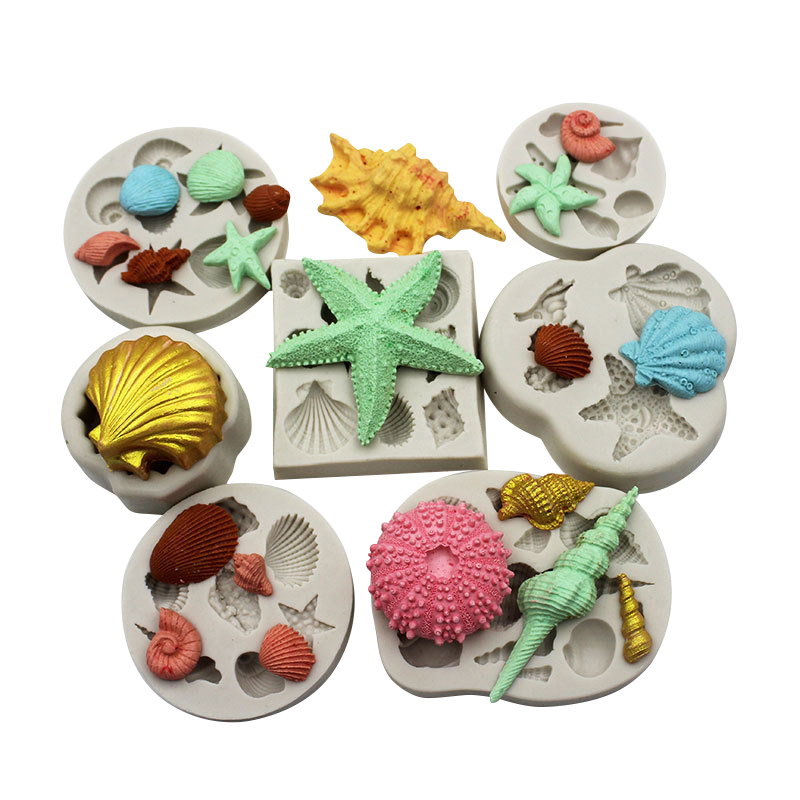 Description Picture 6 of item3D Shell Starfish Fondant Cake Mold Silicone Mold Set Mermaid Tail Sea Animal Cake Decorating Tools DIY Craft Fondant Molds